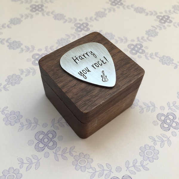 Personalised Guitar pick box, plectrum box, guitarist gift