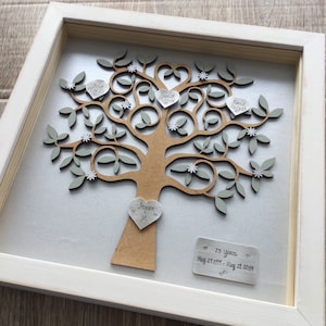Silver Wedding Anniversary Gift for 25th wedding anniversary Personalised family tree frame by Little Jenny Wren