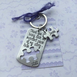 Nyckelring "Piece of My Story", tackpresent, present till lärare, pusselnyckelring, present till autism