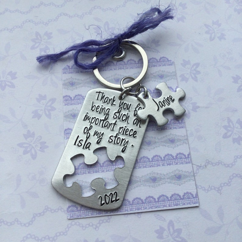 Piece of My Story Keyring, thank you gift, gift for teacher, jigsaw puzzle keyring, autism gift image 4
