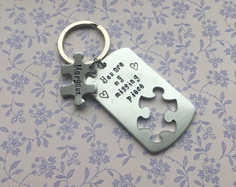 Personalised jigsaw keyring, missing piece, gift for other half, engagement gift, proposal gift, wedding gift, valentine gift