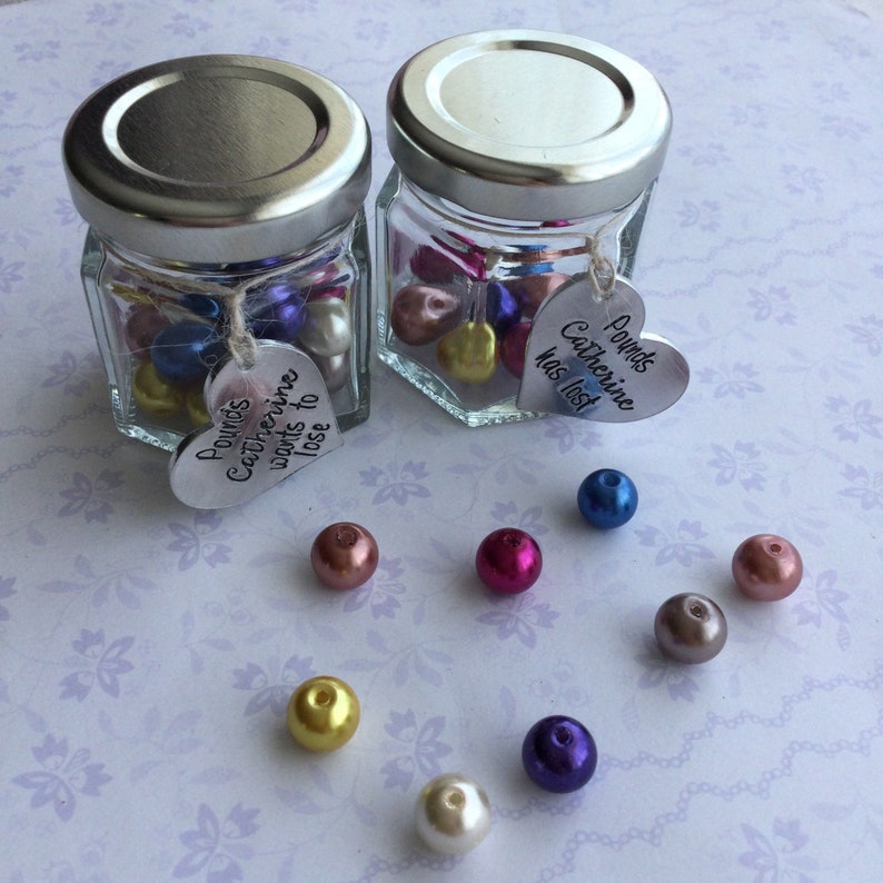 Weight Loss Bead Jars personalised weight loss aid gift for dieter weight loss motivation pounds lost pounds to lose by Little Jenny Wren multi coloured