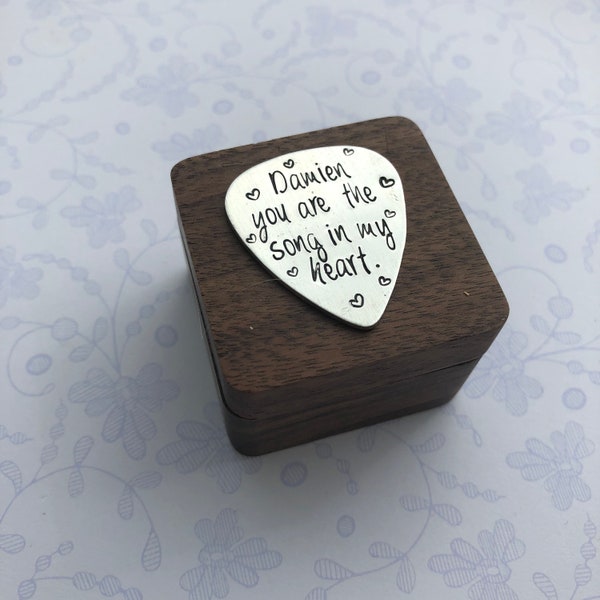 Husband Guitar Pick Box, gift for guitarist, plectrum box, husband gift