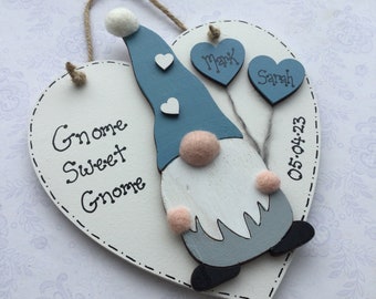 New Home Cadeau Gonk Gnome Sweet Gnome Plaque Cadeau de pendaison de crémaillère par Little Jenny Wren