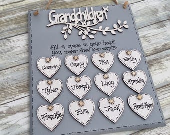 Grandparent Gift for Mothers Day Nana Birthday Grandchildren Name Plaque by Little Jenny Wren