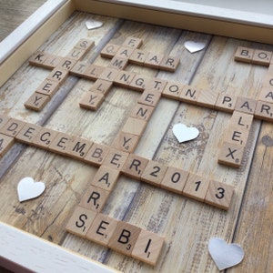 10th Anniversary Scrabble Frame for Aluminium Ten Year Wedding Anniversary Gift by Little Jenny Wren
