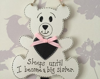 New Brother / Sister Countdown Plaque, sleeps until, gift for new big brother, gift for new sister