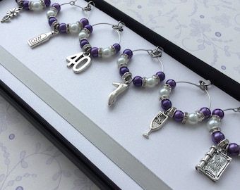 40th Birthday Wine Glass charms