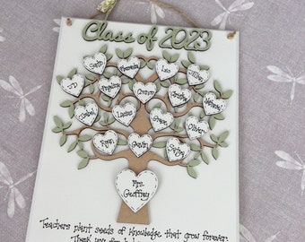 Klasse van 2024 Tree of Life Plaque, cadeau voor leraar, leraarcitaat, gepersonaliseerd klascadeau, aangepaste levensboom