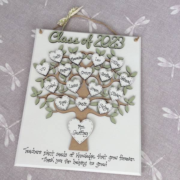 Klasse van 2024 Tree of Life Plaque, cadeau voor leraar, leraarcitaat, gepersonaliseerd klascadeau, aangepaste levensboom