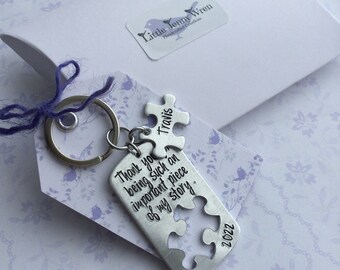 Piece of My Story Keyring, thank you gift, gift for teacher, jigsaw puzzle keyring, autism gift