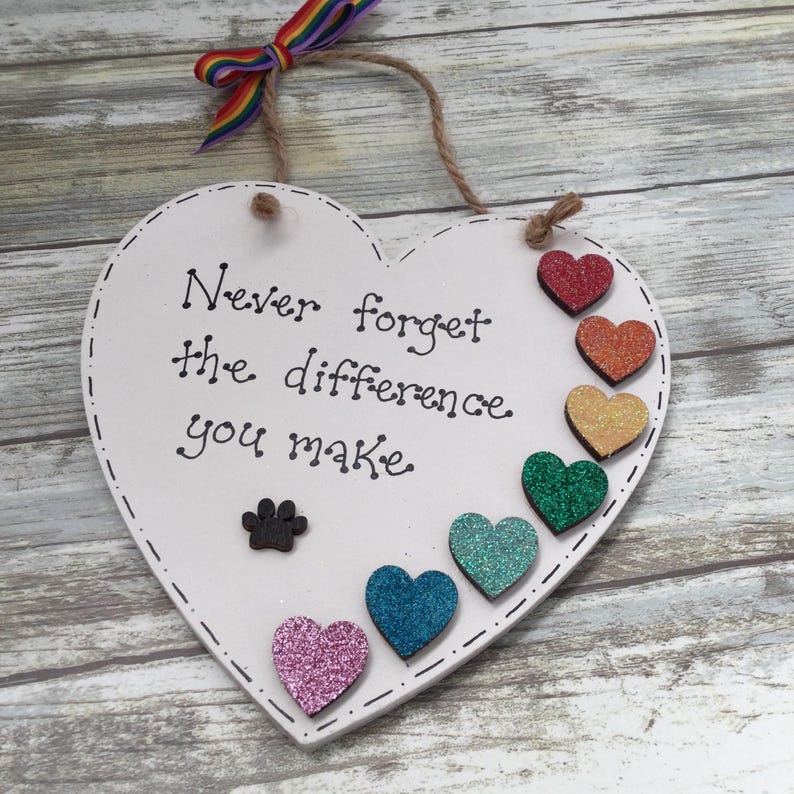 Rainbow Quote Plaque Positivity Quote Mental Health Gift Glitter Rainbow Positive Thinking by Little Jenny Wren image 3