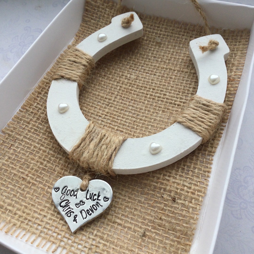 Personalised Wedding Horseshoe for Bride and Gift From Bridesmaid Lucky Horseshoe From Flower