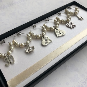 Pearl 30th Anniversary Gift Wine Charms for 30th Wedding Anniversary Gift by Little Jenny Wren image 13