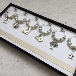 Pearl 30th Anniversary Gift Wine Charms for 30th Wedding Anniversary Gift by Little Jenny Wren image 9