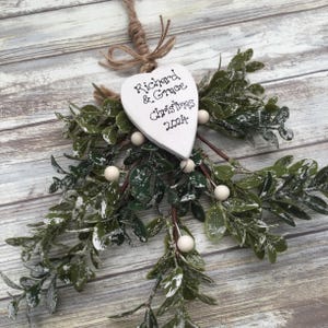 Personalised Mistletoe With Wooden Heart