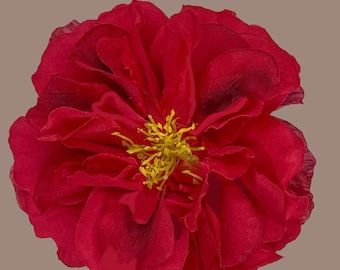 Flower Hair Clip/Broach , Silk Fuchsia Camelia