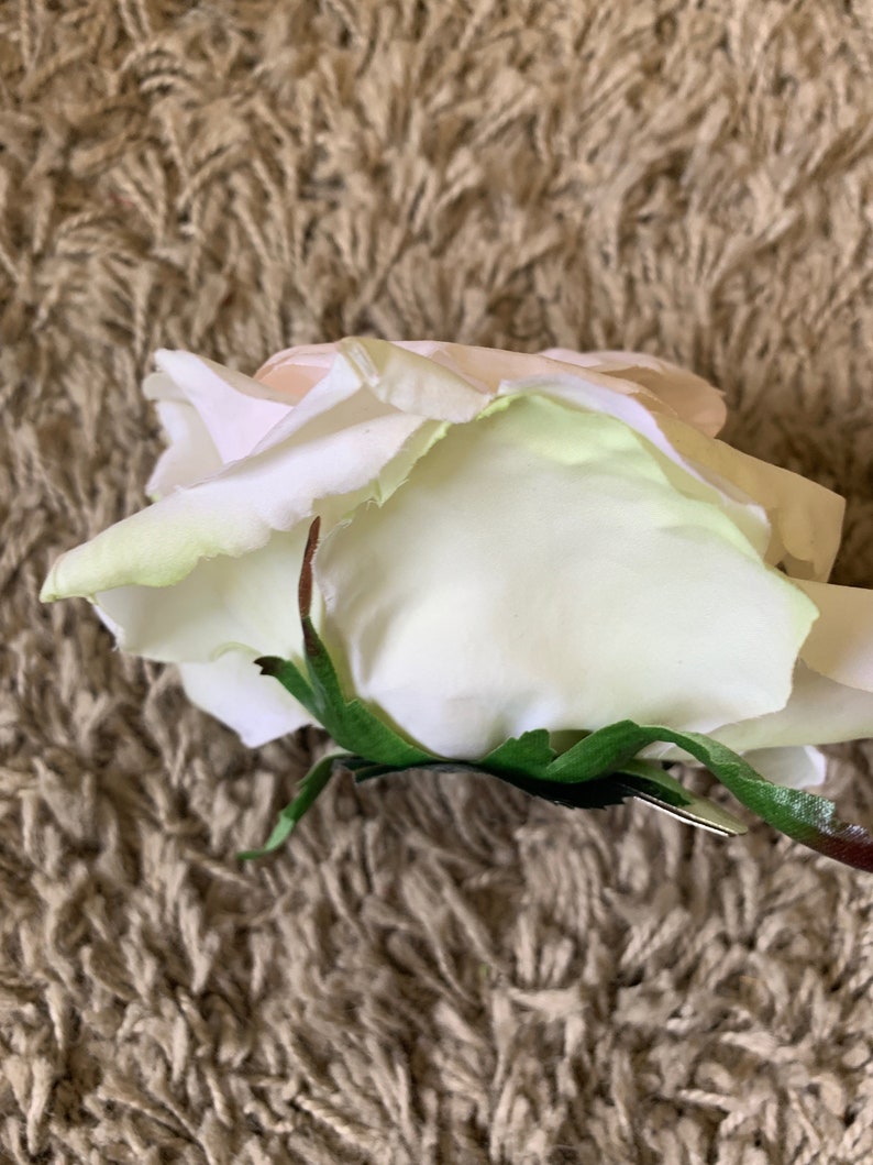Rose Hair ClipCorsage whitegreen handmade in silk ! Large David Austin Rose
