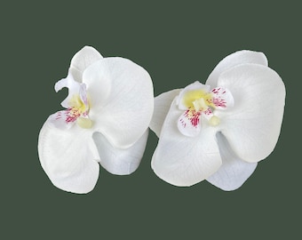 White Orchid (small) hair clip