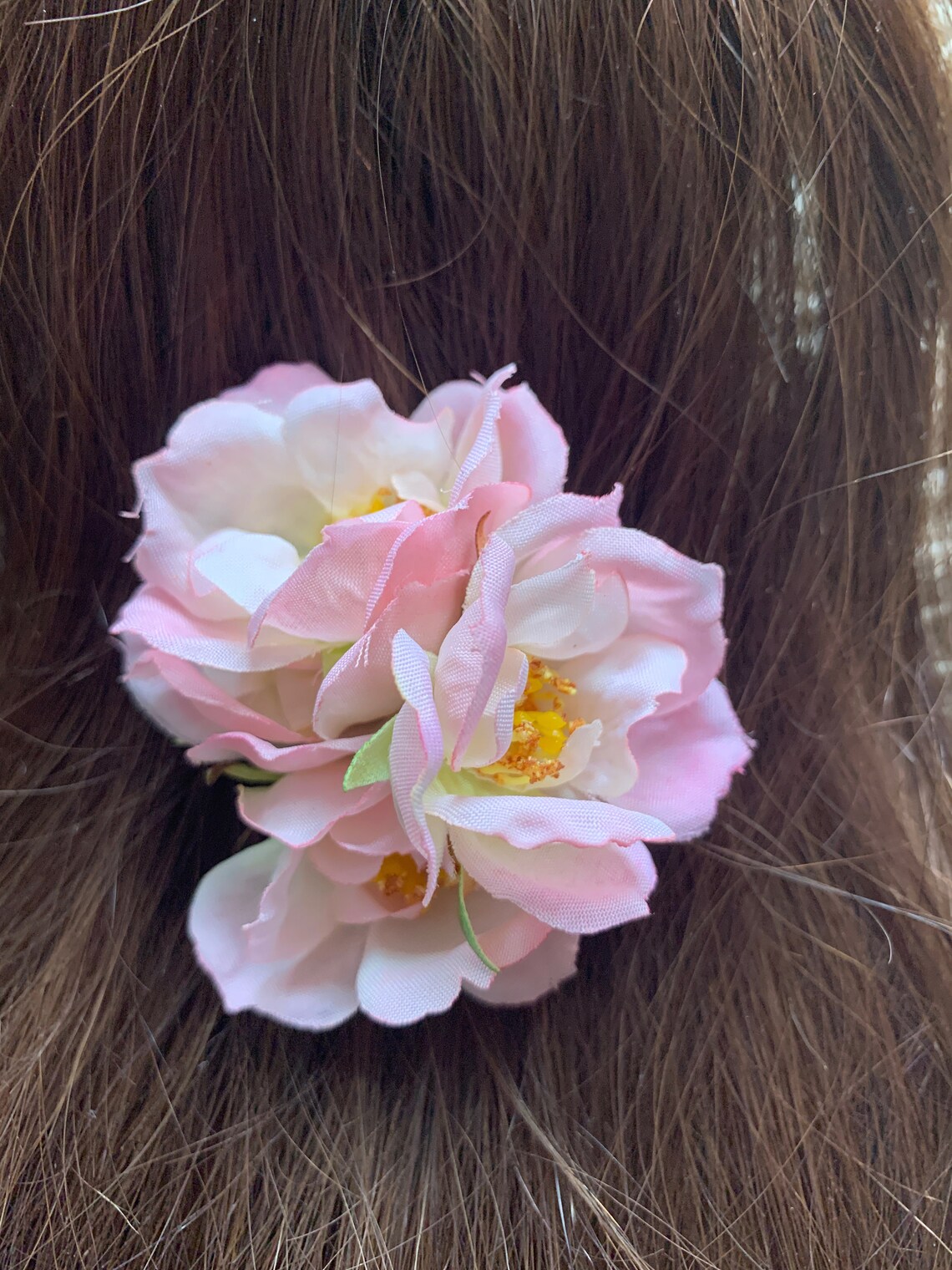 Rose hair Clip handmade in pink silk Etsy