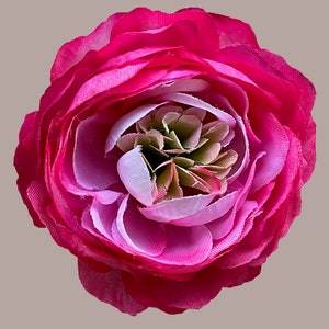 Shocking Pink silk Ranunculus Hair Accessory/Brooch