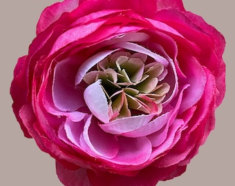 Shocking Pink silk Ranunculus Hair Accessory/Brooch