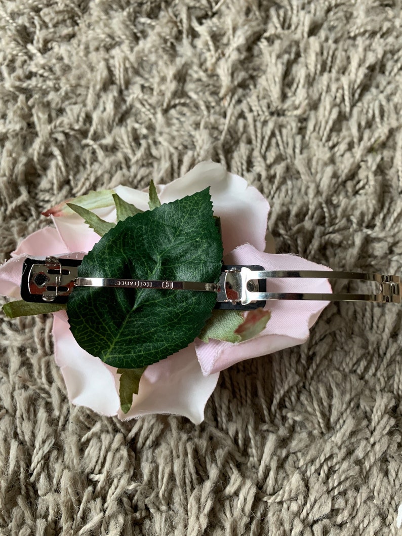 Rose Hair ClipCorsage whitegreen handmade in silk ! Large David Austin Rose