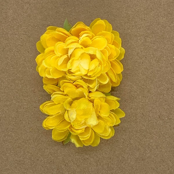 Flower Hair Clip, double yellow Dahlia