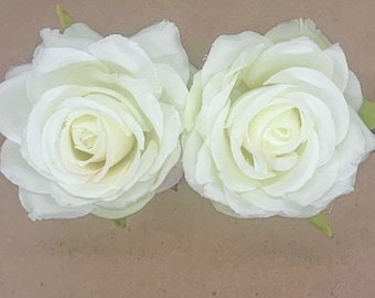 White silk rose hairclip