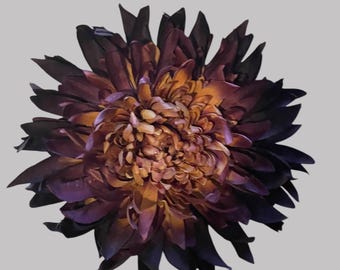 Spider Chrysanthemum- burgundy/brown hair accessory/corsage
