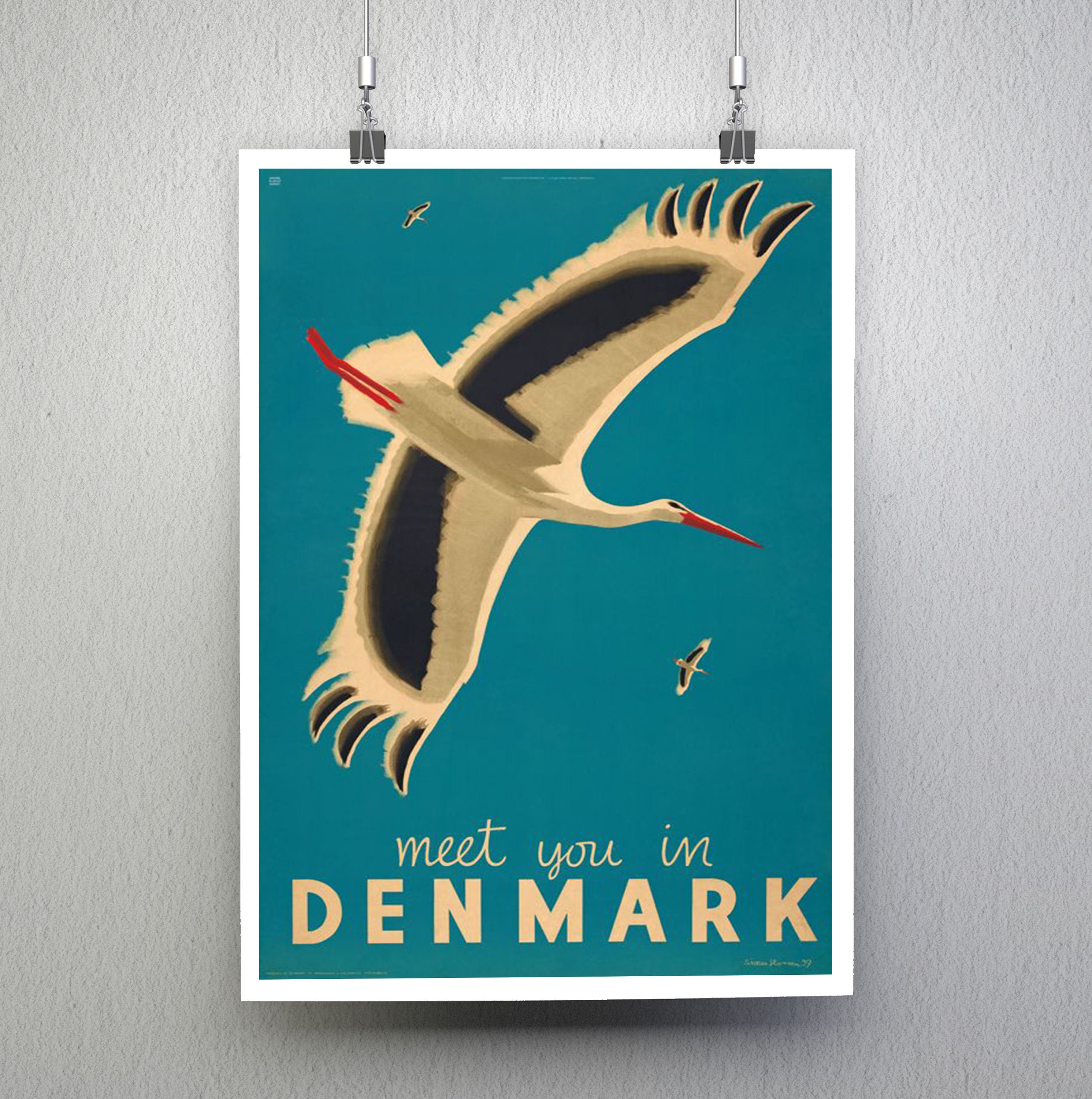 Denmark Vintage Poster / Denmark Travel / Danish Poster / Etsy