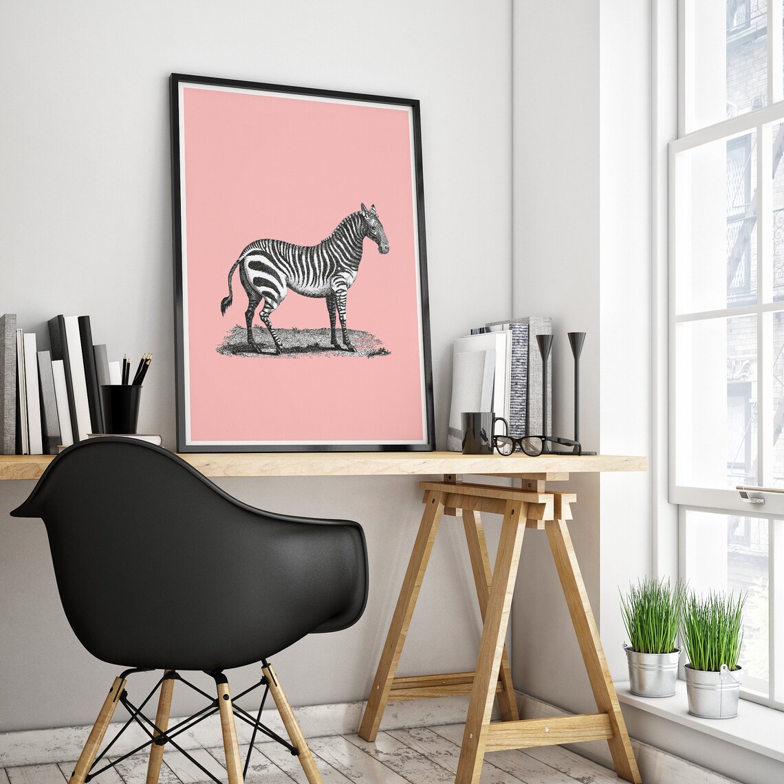 Zebra Art Print / Zebra Poster / Animal Wall Art / Vintage Etsy