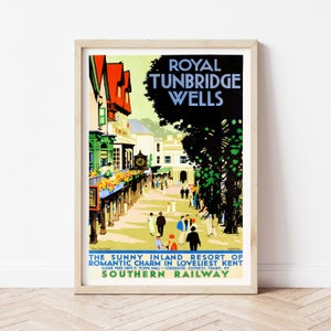 Royal Tunbridge Wells vintage railway travel poster - The Pantiles