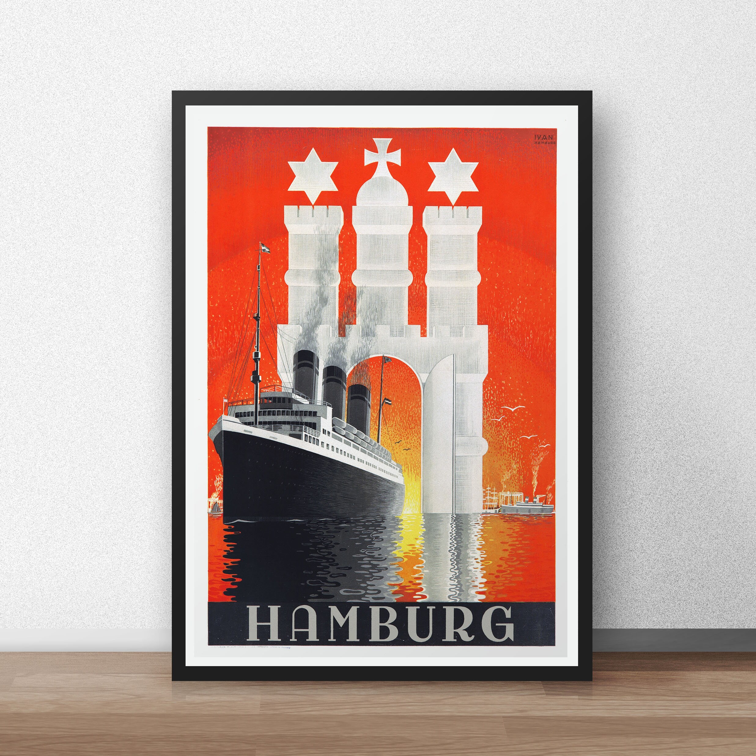 Hamburg-Amerika Linie Vintage German Travel Oceanliner Cruise Ship Poster Print Hamburg-Amerika Linie Vintage German Travel Oceanliner Cruise Ship Poster Print