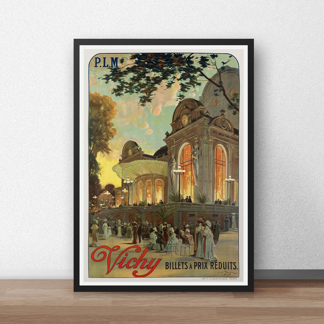 Poster Vintage Train Londres-Vichy - Affiche HQ 45x60 Cm - Neuf Pour Décoration Murale