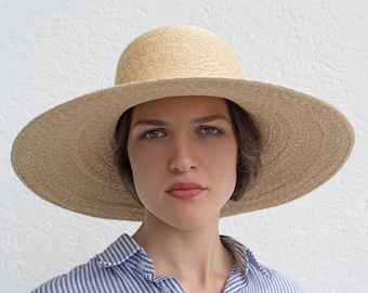 Fedora Women's hat,summer straw hat, sun hat, millinery, stylish, elegant, designer mode, wide brim, handcrafted, fashion,romantic look,Gabo