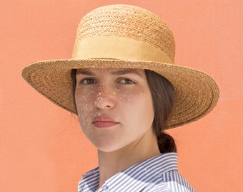 Fedora women's hat,summer straw hat, Florentine hat, millinery, stylish, elegant, design classic, wide brim, handcrafted, hat fashion, Rosha