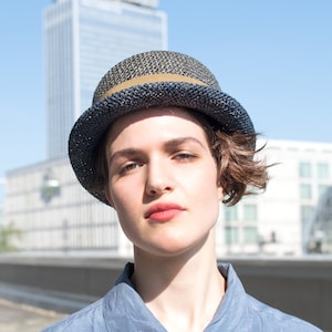 straw hat women, two-tone summer hat, millinery, chapeau paille, urban hatstyle, pork pie, men&#39;s hat, handmade hat classic, unique, timeo