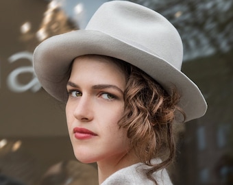 Fedora, fine felt hat, ladies, exclusive, stylish, classic design, handcrafted, millinery, hat for her, individual look, androgynous, Elodie