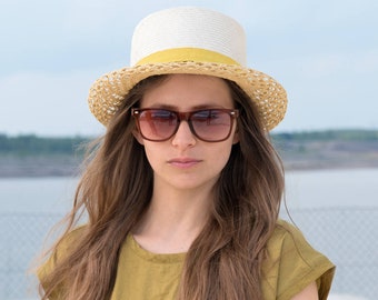 Fedora Women's spring, summer straw hat sun hat,unusual,fancy,stylish, elegant, designermode, wide brim, handcrafted, fashion, outfit,Daphne