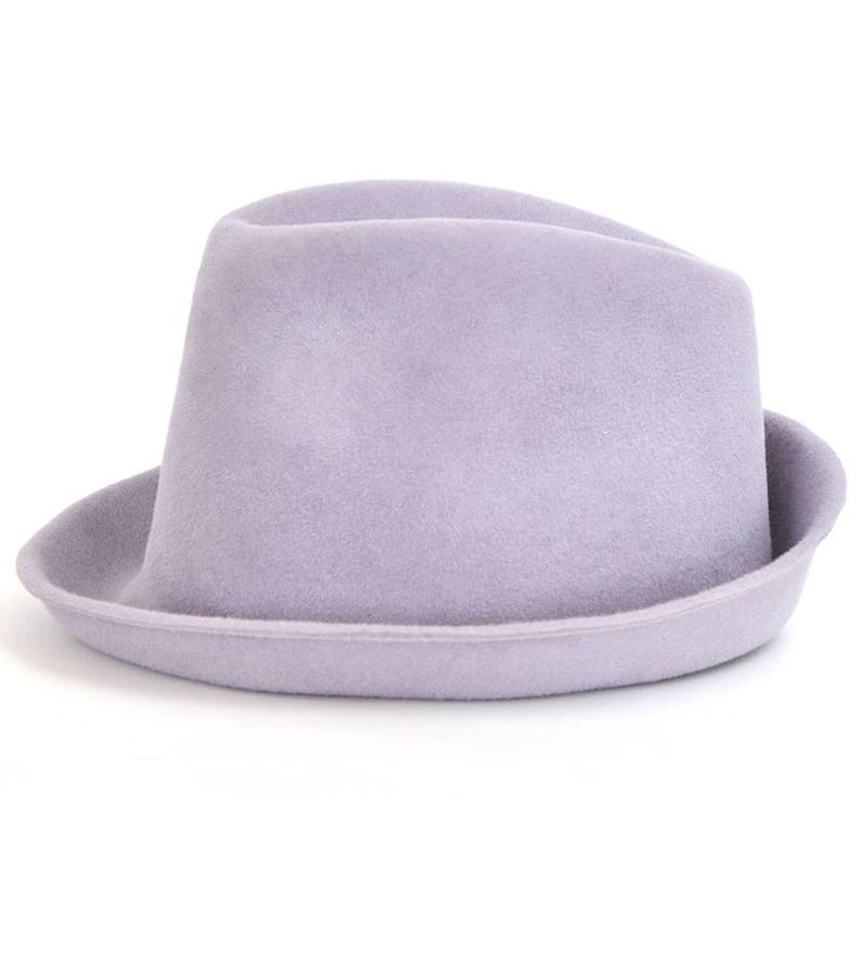 Ladies felt hat, light, soft Trilby, perfect for spring, handcrafted, millinery, streetfashion, citystyle, narrow brim, light grey, Fumée image 3