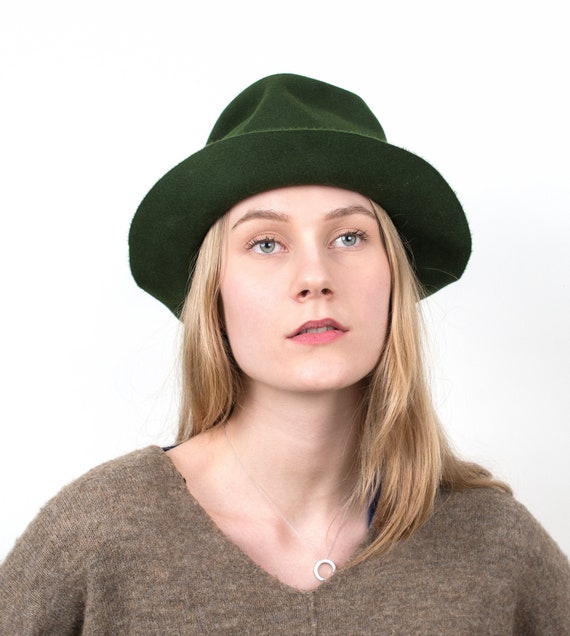 Lightweight Ladies Hat With Narrow Brim Made of Superfine Smooth Fur Felt handmade for Her him in Urban Hat Style Colour olive Mika Etsy