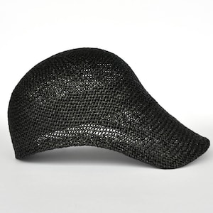light cap, designed for women/men, sporty, summerstyle, handcrafted,urban straw hat,natural material,twisted paper, eco fashion, black, Ciel