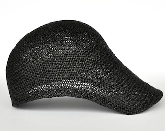 light cap, designed for women/men, sporty, summerstyle, handcrafted,urban straw hat,natural material,twisted paper, eco fashion, black, Ciel