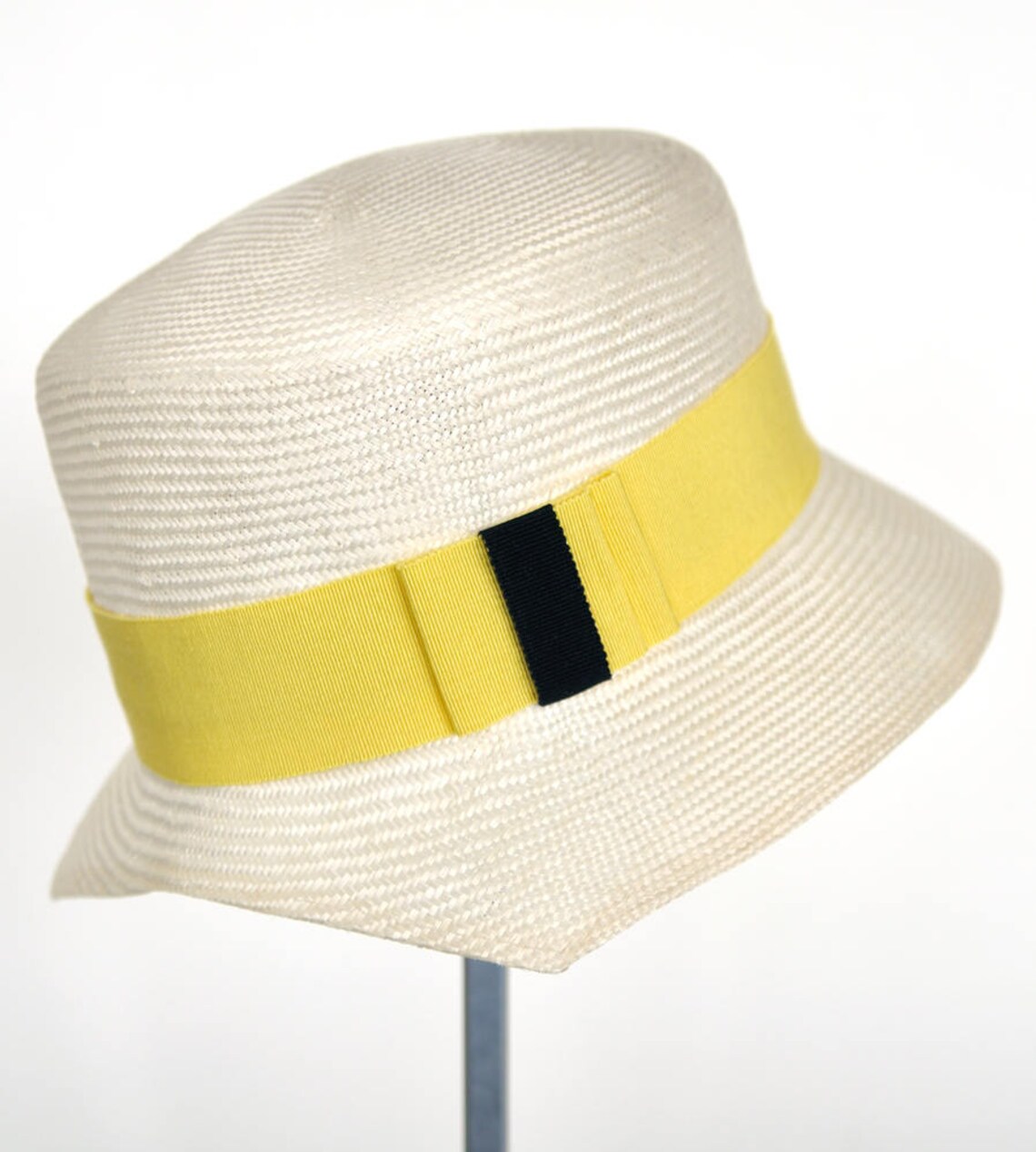 Ladies Straw Hat With Narrow Brim Made of Finely Woven Straw Fibres in