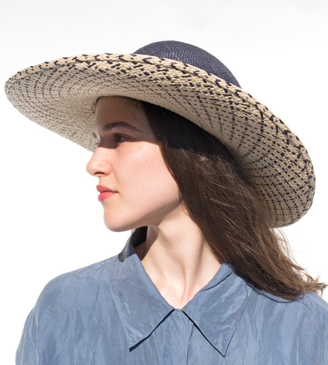 Women Casual Summer Straw Spliced Sunproof Hat