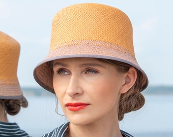 Ladies' straw hat in Brisa weave with narrow brim in the elegant summer style of the golden 20s. Handmade unique piece, Lone