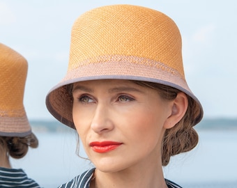 Ladies' straw hat in Brisa weave with narrow brim in the elegant summer style of the golden 20s. Handmade unique piece, Lone