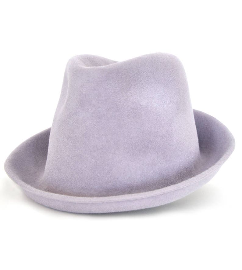 Ladies felt hat, light, soft Trilby, perfect for spring, handcrafted, millinery, streetfashion, citystyle, narrow brim, light grey, Fumée image 2