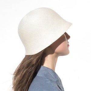 Summer cloche for ladies made of gossamer natural weave. Handmade timeless designer hat in the purist style of the golden twenties. Oryanne image 4